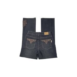 Coldwater Creek Dark Wash Embroidered Pocket Straight Leg Jeans - Size 10